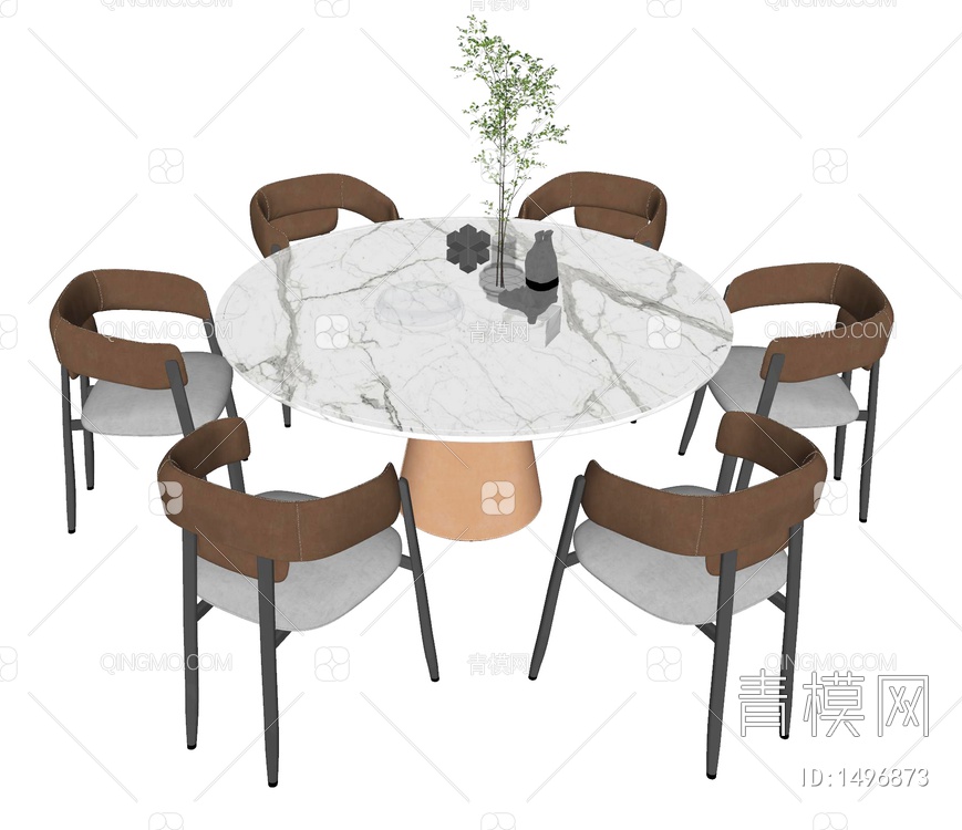 餐桌椅组合SU模型下载【ID:1496873】