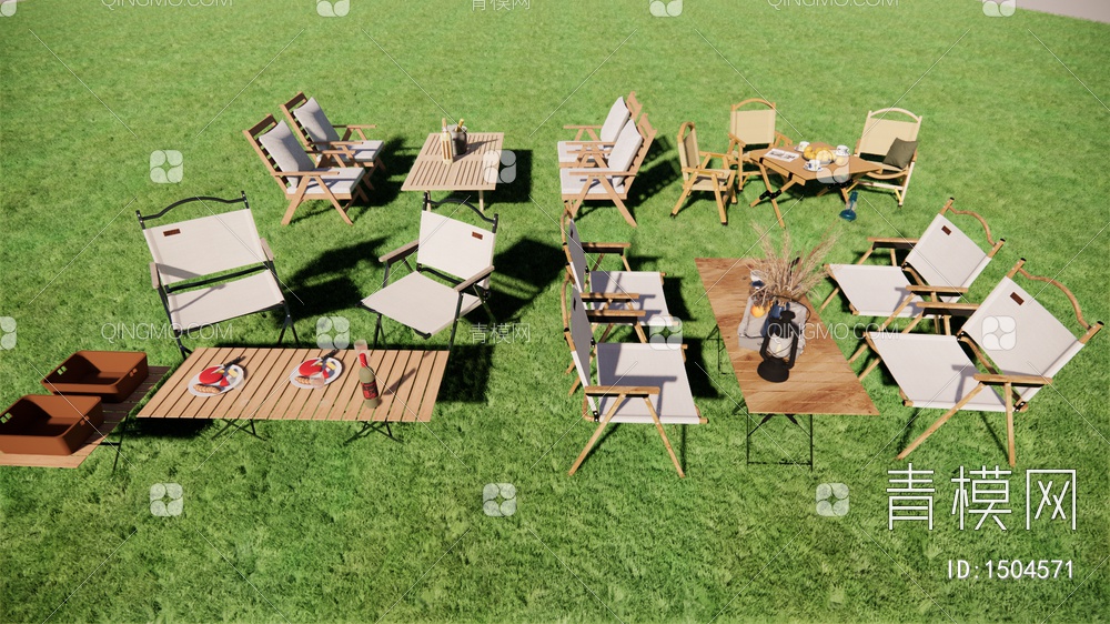 便携式桌椅 户外露营桌椅  折叠桌椅SU模型下载【ID:1504571】