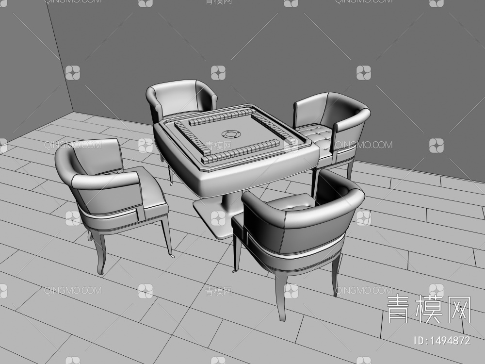 麻将桌椅组合3D模型下载【ID:1494872】