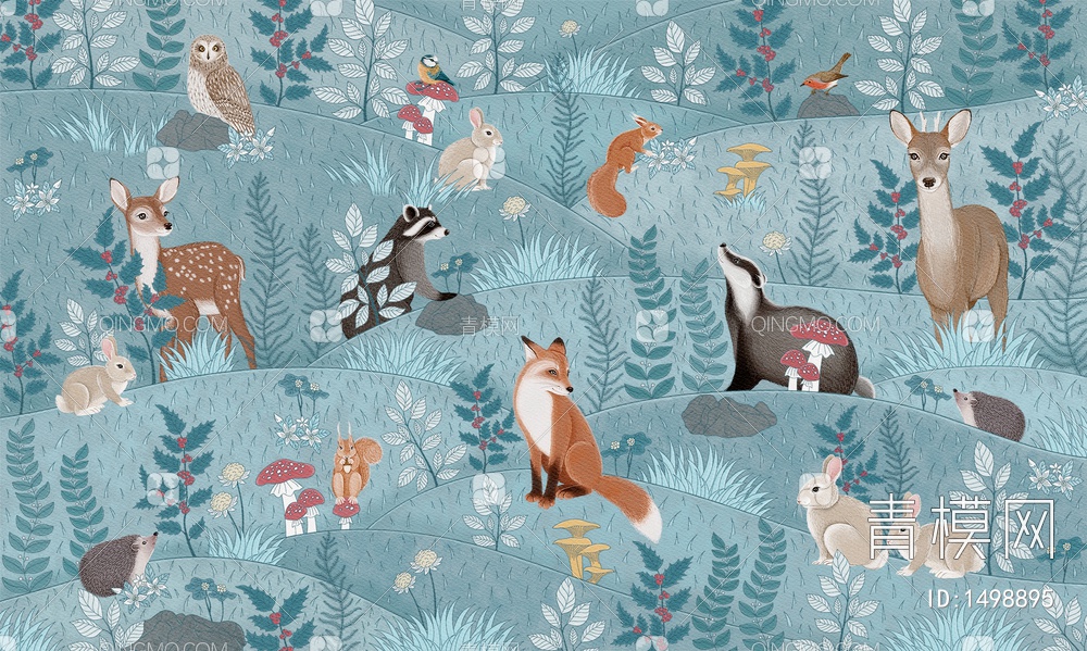 狐狸 鹿 动物壁纸贴图下载【ID:1498895】