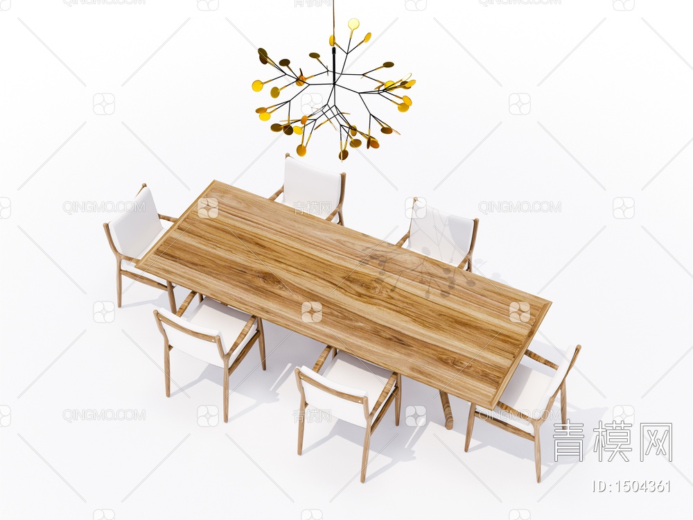 实木餐桌椅SU模型下载【ID:1504361】