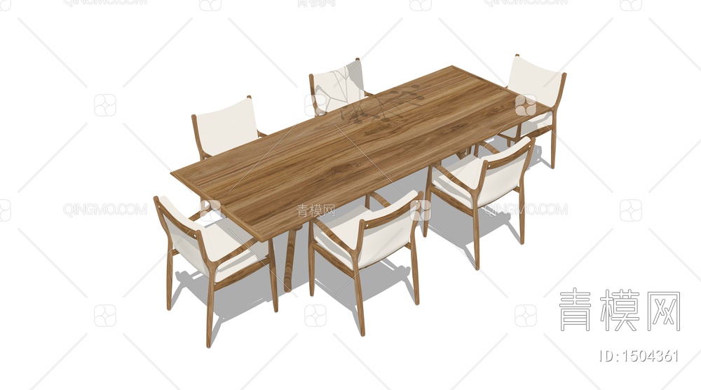 实木餐桌椅SU模型下载【ID:1504361】