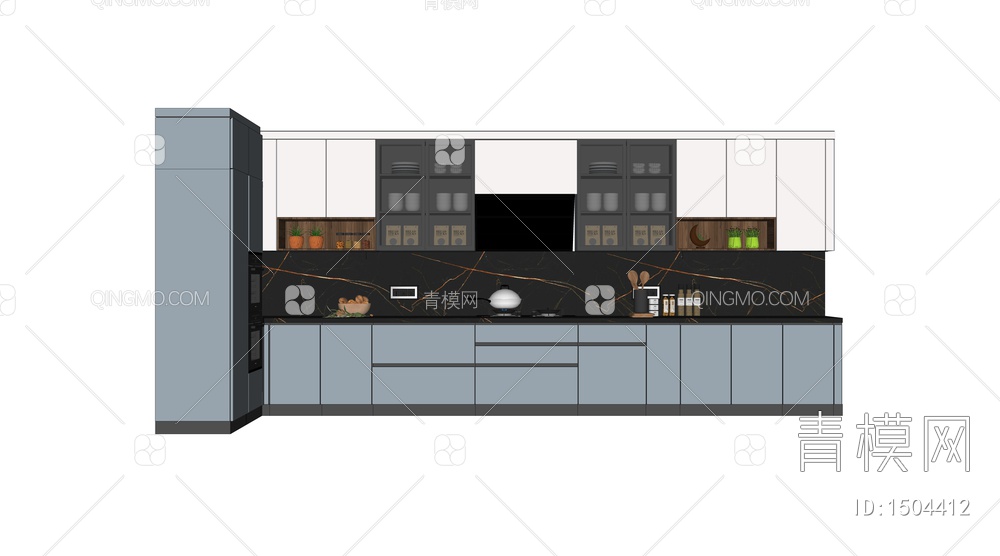 转角橱柜SU模型下载【ID:1504412】