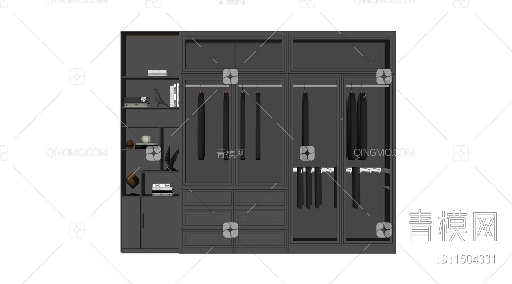 开放格衣柜SU模型下载【ID:1504331】