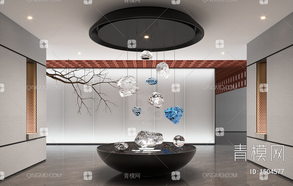 室内悬浮水晶石装置3D模型下载【ID:1504577】