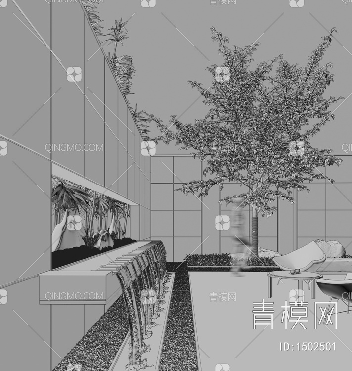 庭院水景观3D模型下载【ID:1502501】