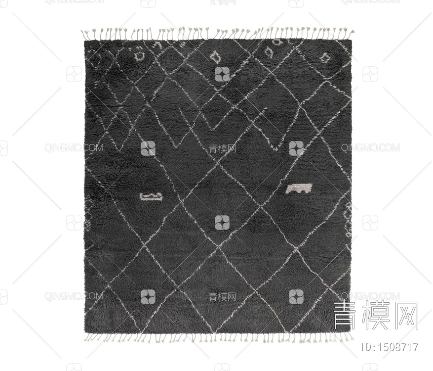 黑色几何图形流苏地毯贴图下载【ID:1508717】