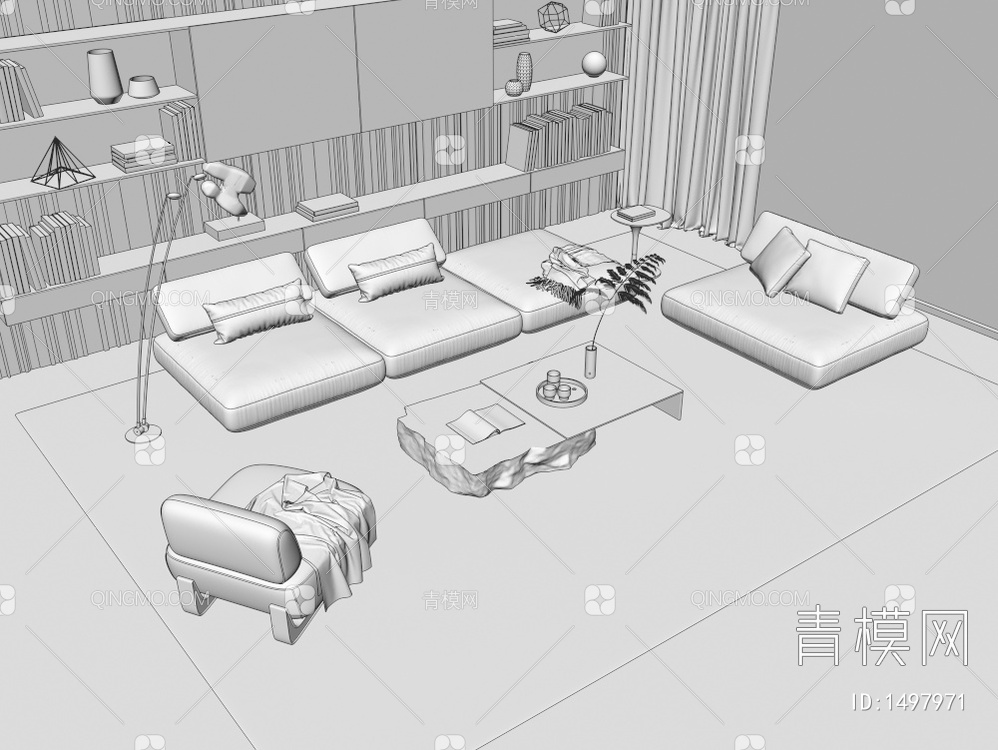 沙发茶几组合3D模型下载【ID:1497971】
