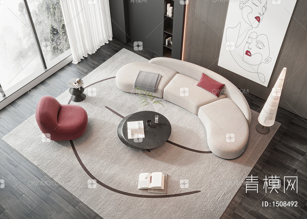 沙发茶几组合3D模型下载【ID:1508492】