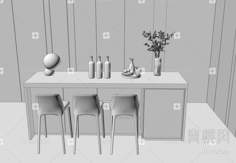 吧台吧椅组合3D模型下载【ID:1500344】
