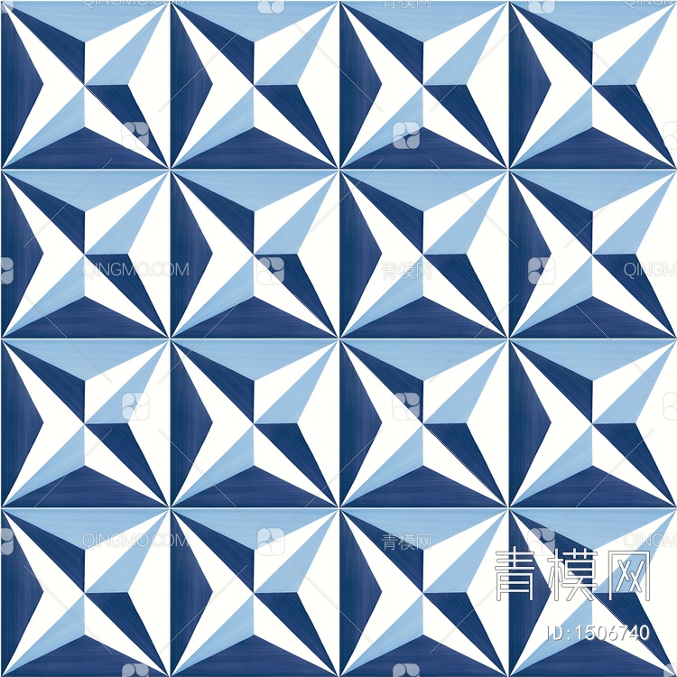 蓝色几何图案花砖贴图下载【ID:1506740】