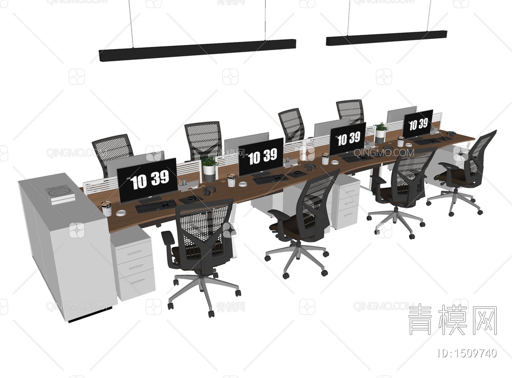 办公桌椅组合SU模型下载【ID:1509740】