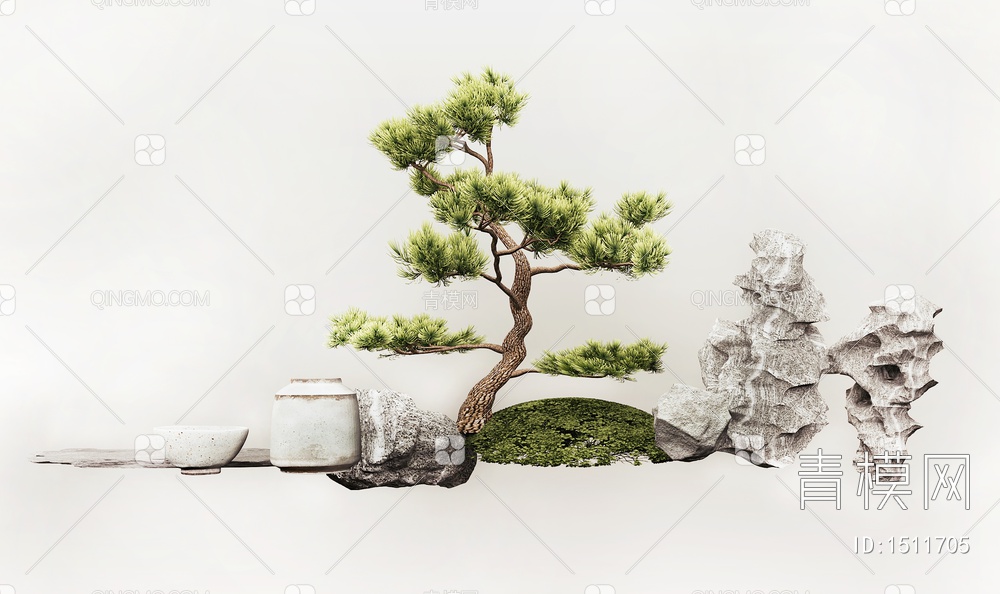 植物 盆栽 松树景观3D模型下载【ID:1511705】
