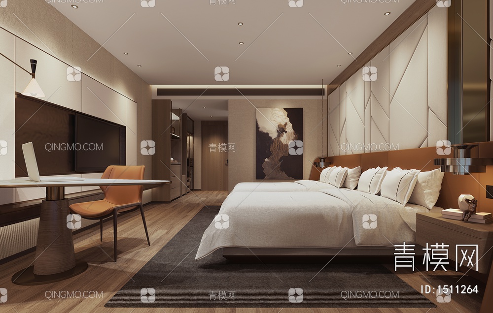 酒店客房 标准间卧室3D模型下载【ID:1511264】