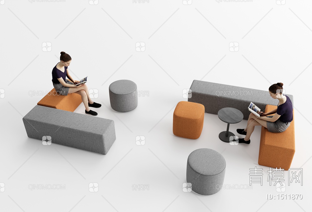 办公休闲沙发3D模型下载【ID:1511870】