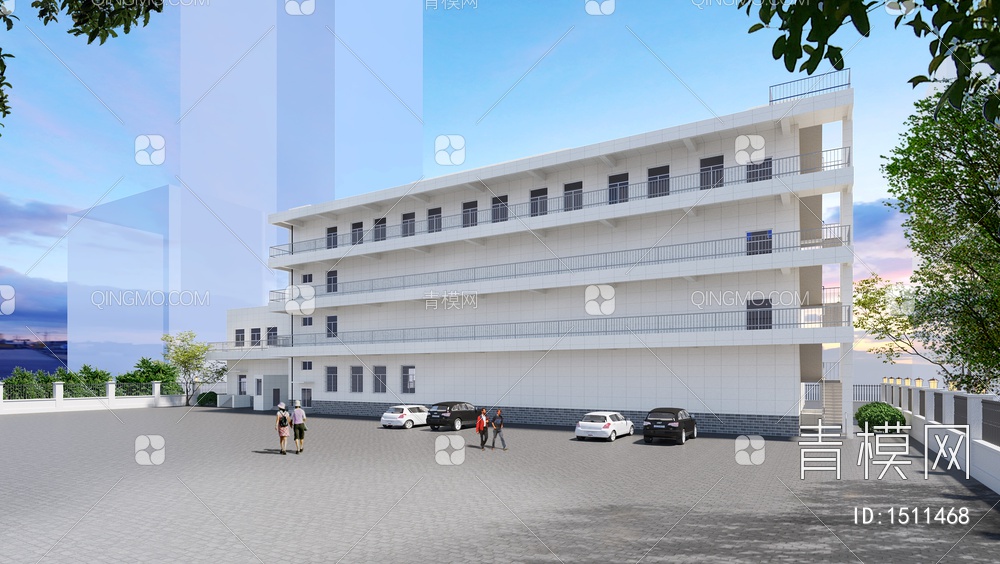 外立面建筑办公楼3D模型下载【ID:1511468】