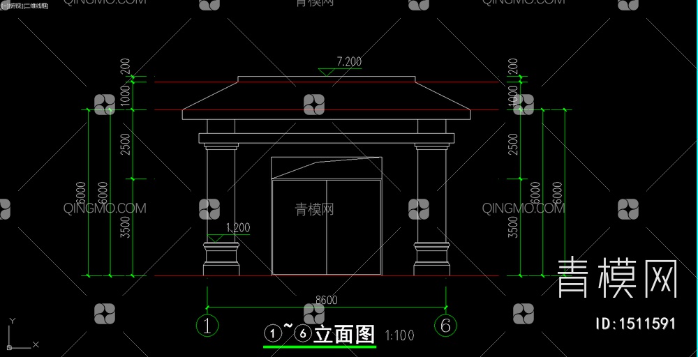 门楼设计施工图效果图【ID:1511591】