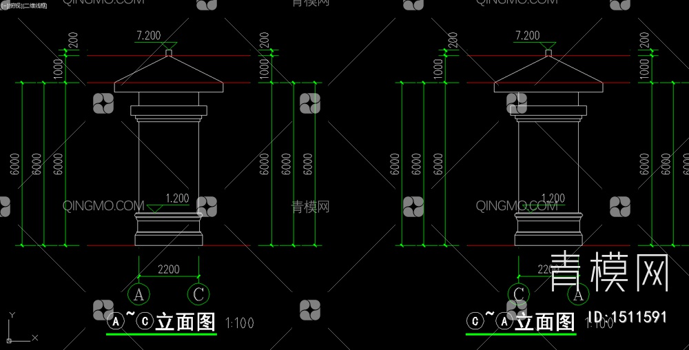 门楼设计施工图效果图【ID:1511591】