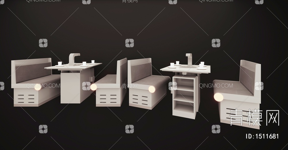 卡座 餐桌椅 烤肉桌3D模型下载【ID:1511681】