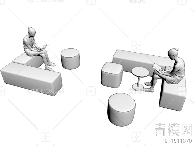 办公休闲沙发3D模型下载【ID:1511870】