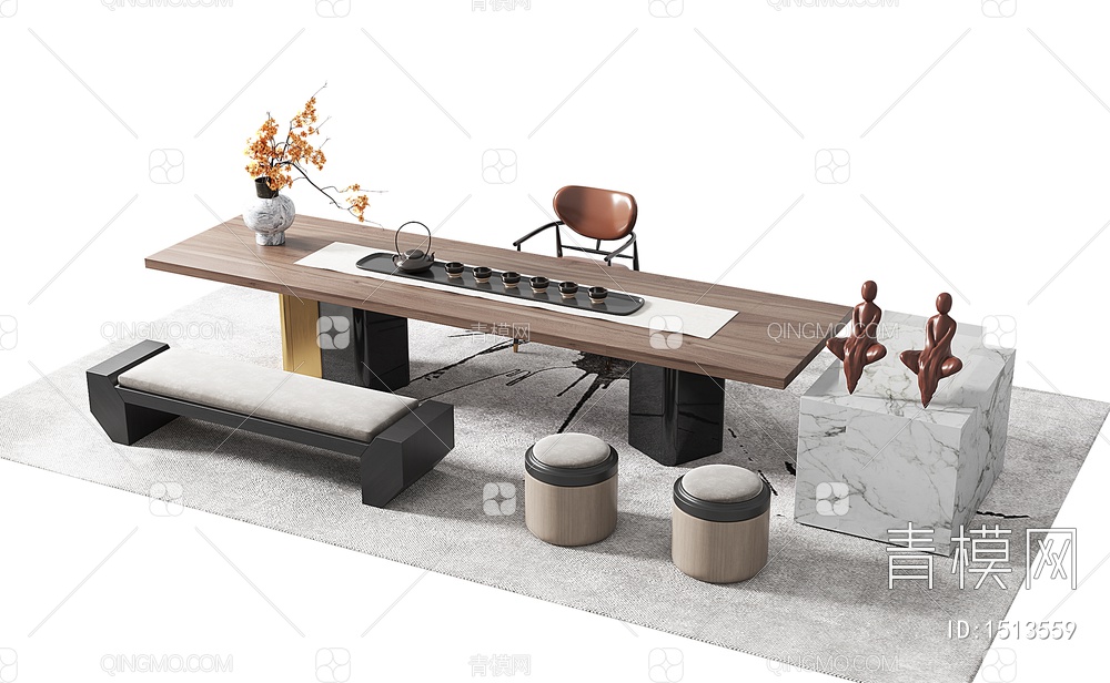 茶桌椅3D模型下载【ID:1513559】