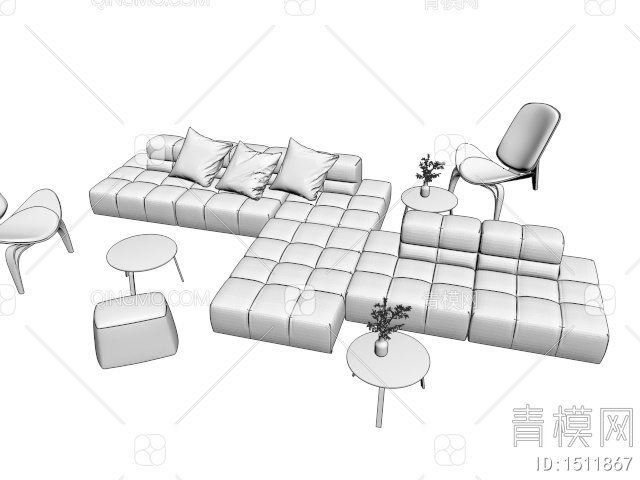办公休闲沙发3D模型下载【ID:1511867】