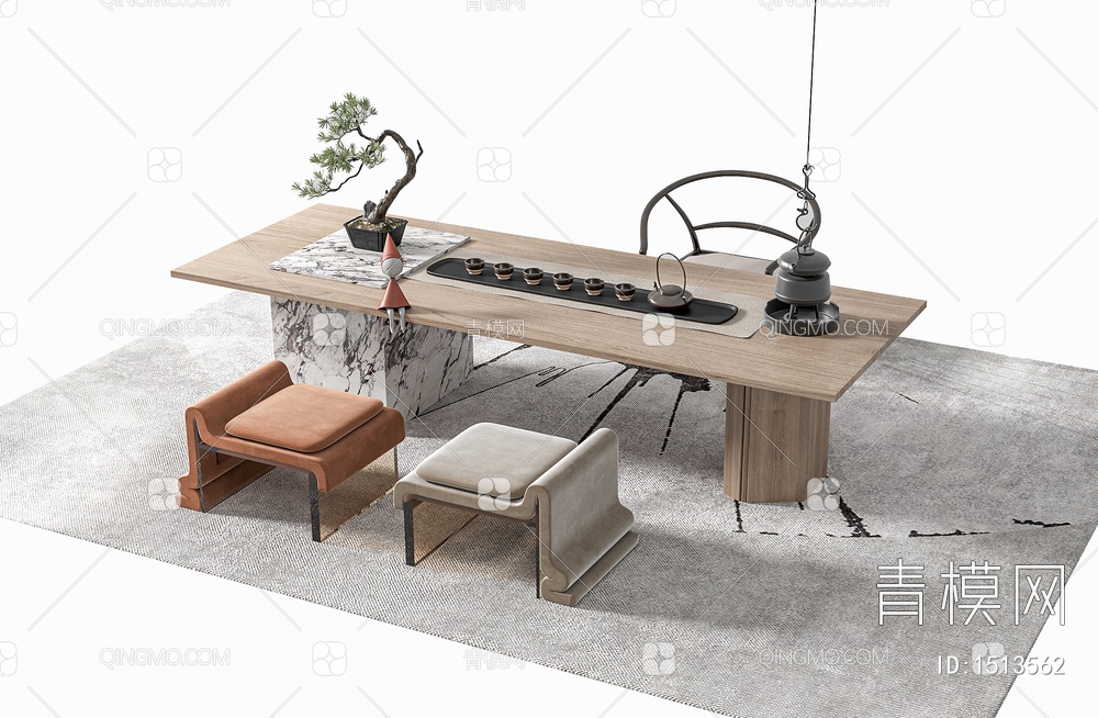 茶桌椅3D模型下载【ID:1513562】