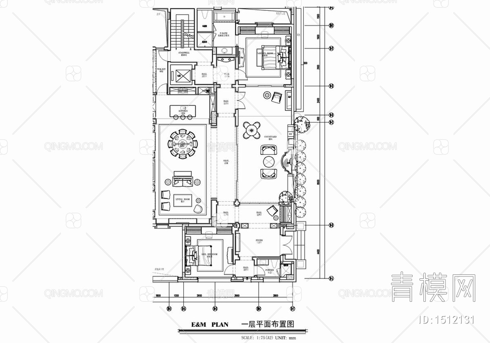 四层墅室内施工图 家装 别墅 豪宅 私宅 洋房 样板房【ID:1512131】