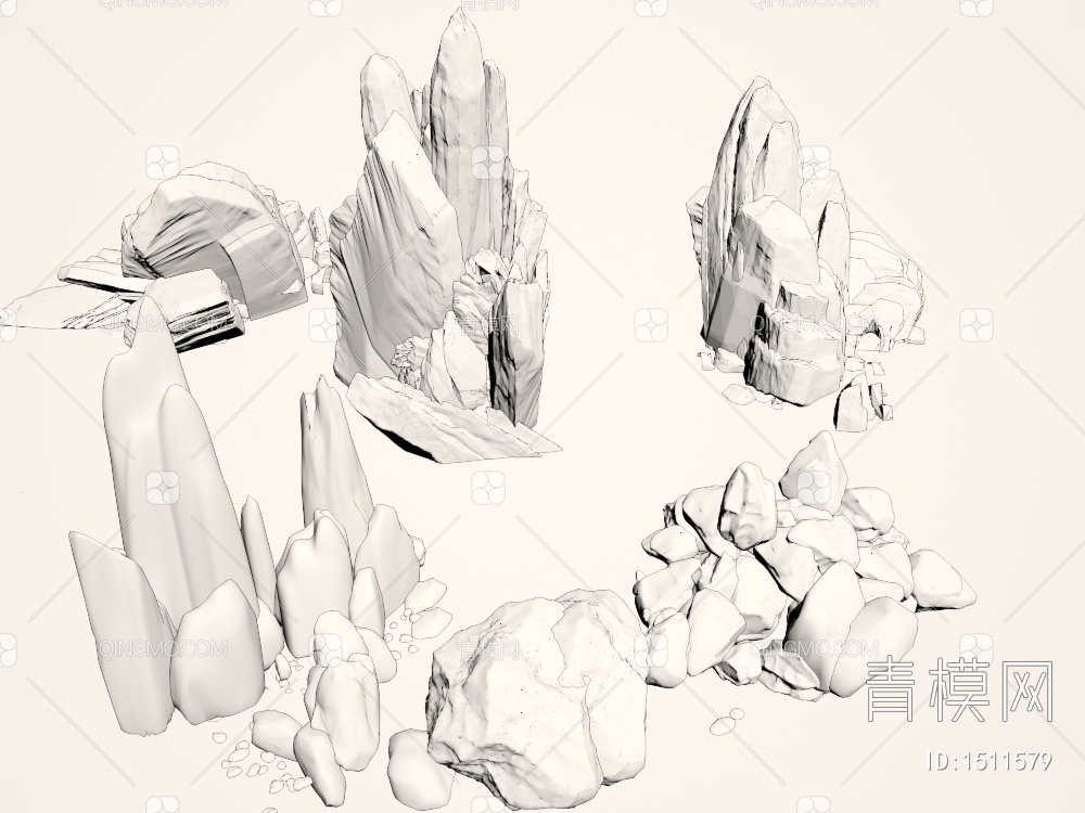 石头假山3D模型下载【ID:1511579】