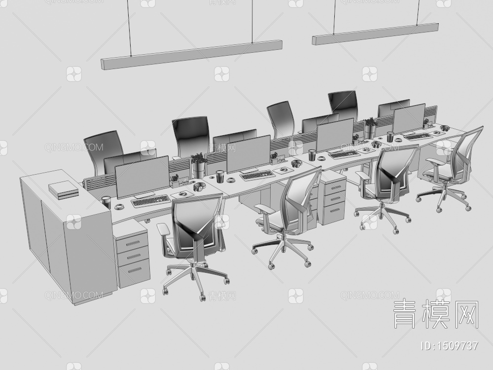 办公桌椅组合3D模型下载【ID:1509737】