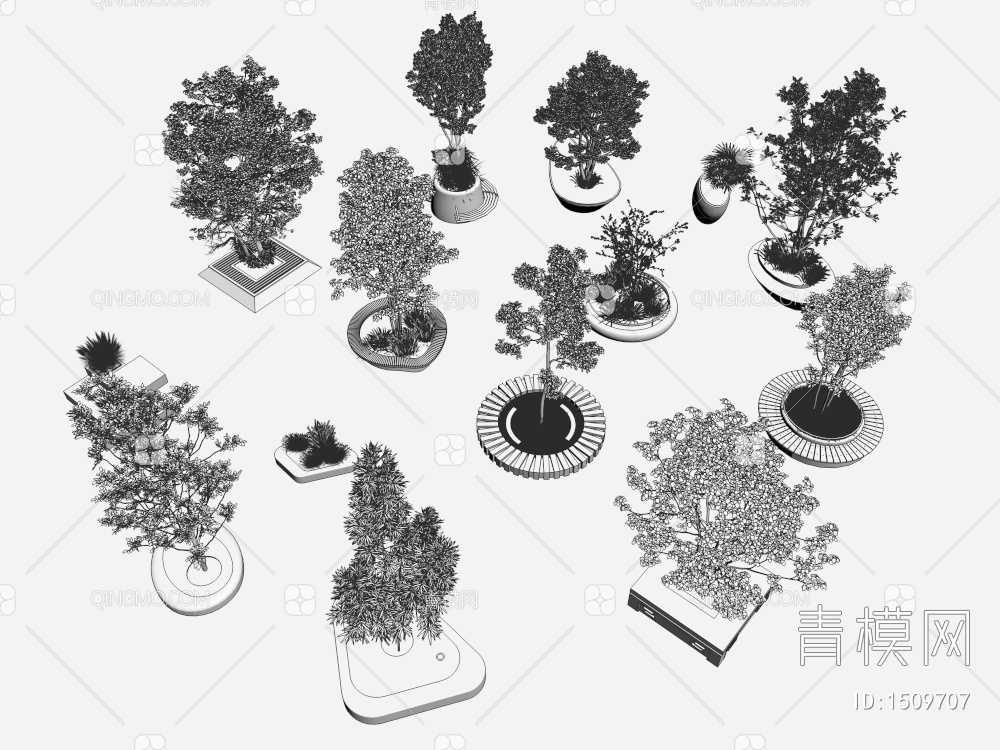 景观树池 花池 景观坐凳 异形树池 树池 花坛 花钵 灌木 植物3D模型下载【ID:1509707】