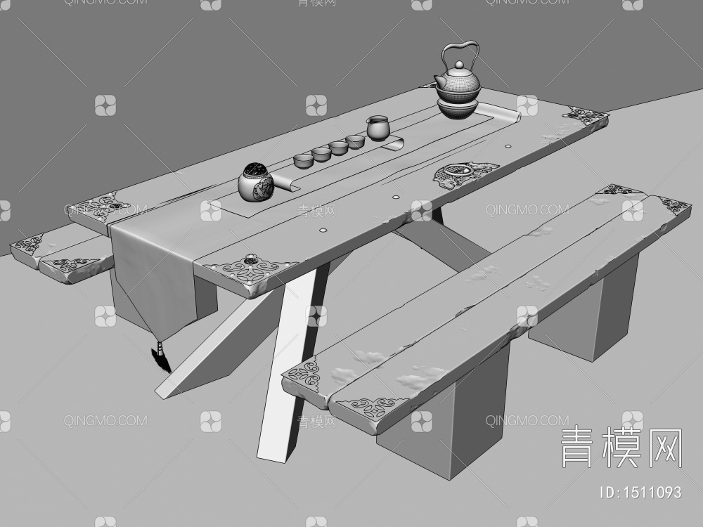 茶桌椅3D模型下载【ID:1511093】