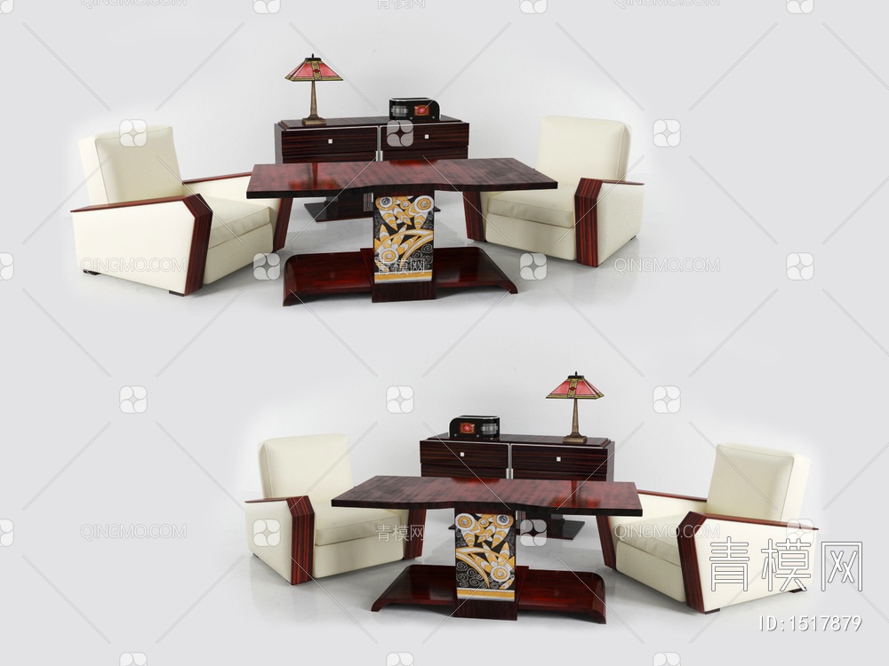 沙发茶几组合3D模型下载【ID:1517879】