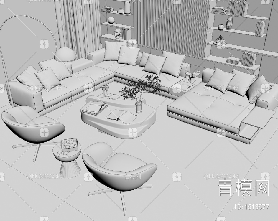 Minotti沙发茶几组合3D模型下载【ID:1513577】