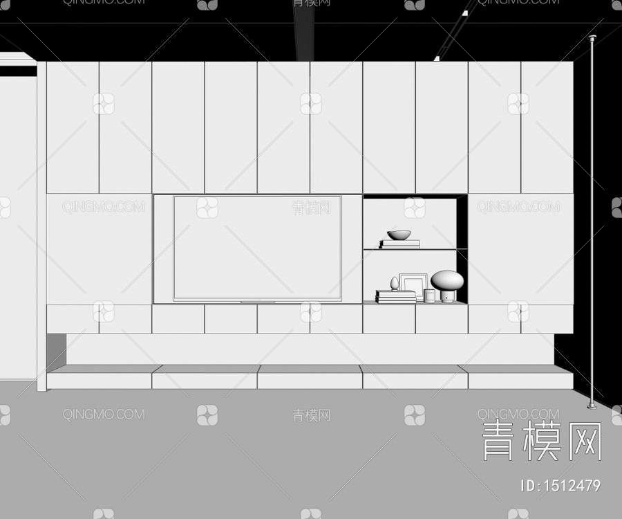 电视机墙，柜子，壁柜，吊柜，客厅3D模型下载【ID:1512479】
