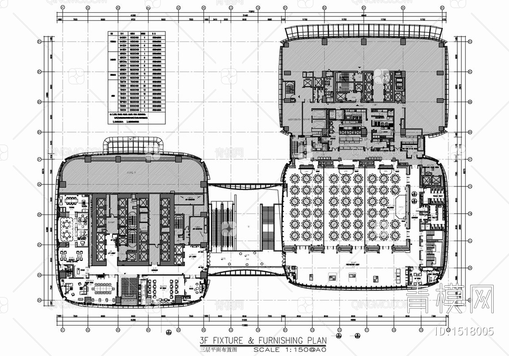 酒店宴会厅及办公区室内施工图 宴会厅 办公室 会议室 餐厅【ID:1518005】