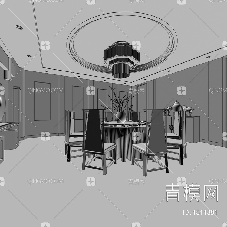 酒店包房 餐厅包厢3D模型下载【ID:1511381】