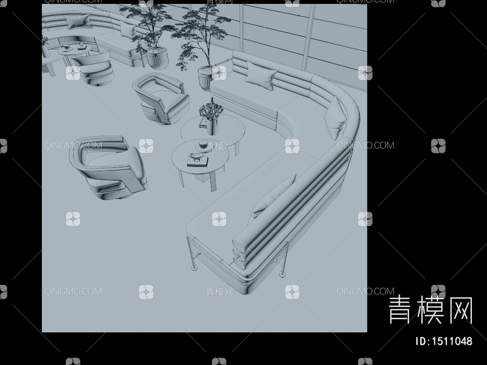 沙发 坐椅 茶几组合3D模型下载【ID:1511048】