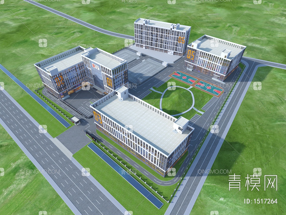 韶关厂房厂区鸟瞰图3D模型下载【ID:1517264】