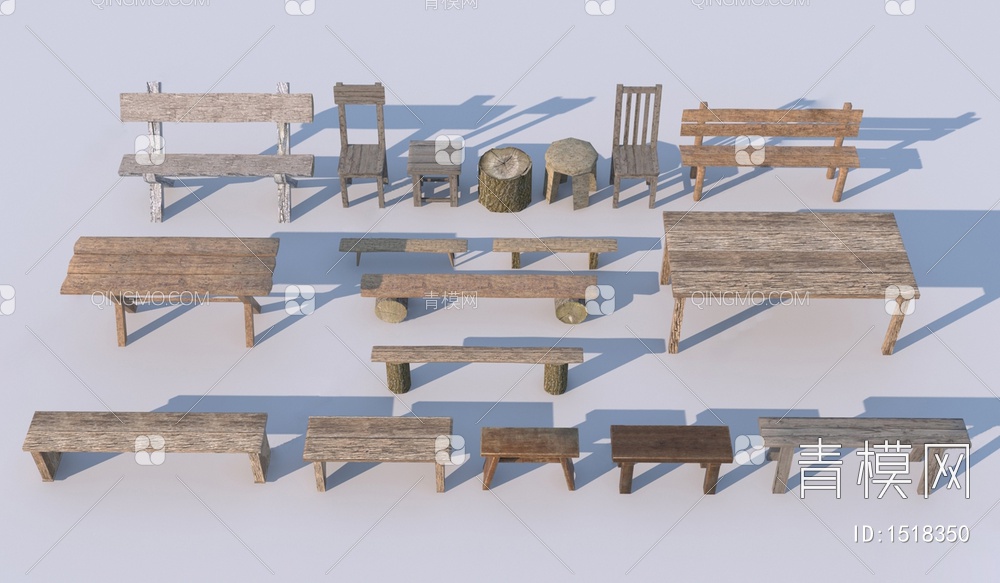 实木凳子3D模型下载【ID:1518350】