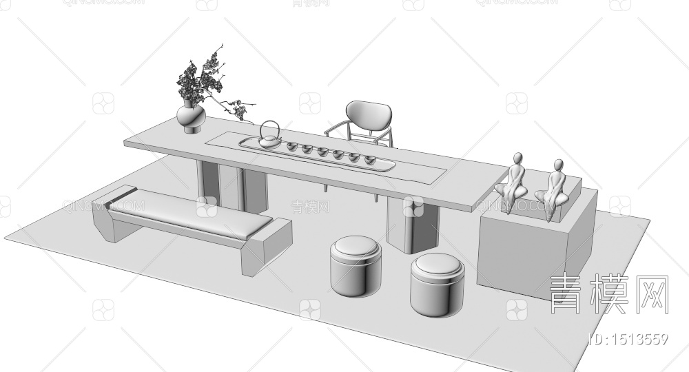 茶桌椅3D模型下载【ID:1513559】