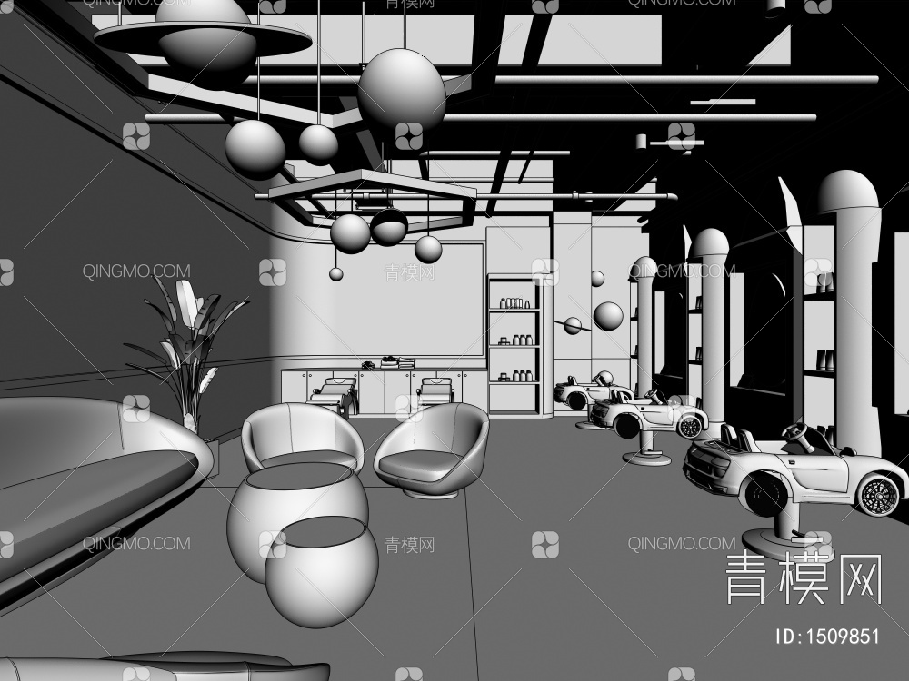 星球主题平衡车教室3D模型下载【ID:1509851】