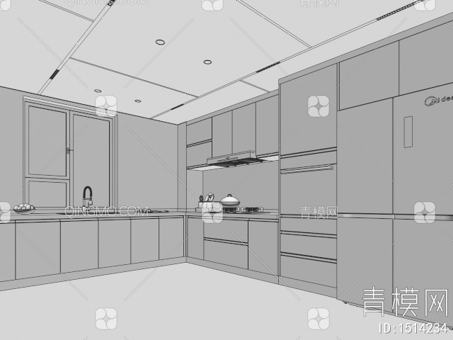 蜂窝大板厨房3D模型下载【ID:1514234】
