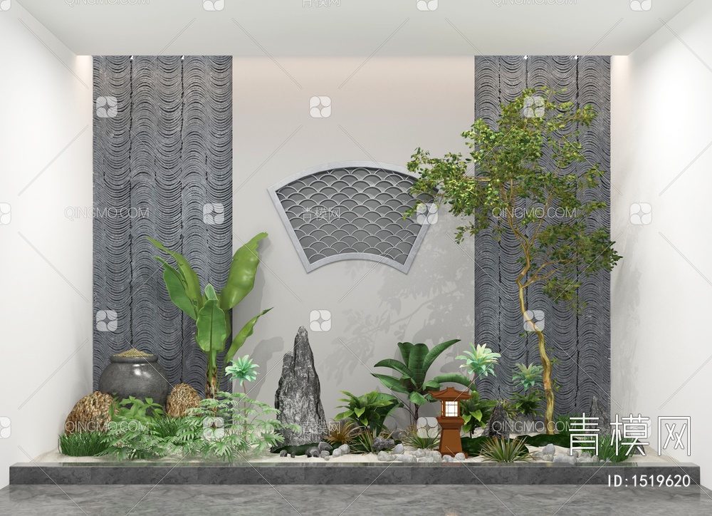 庭院小品 室内景观造景3D模型下载【ID:1519620】