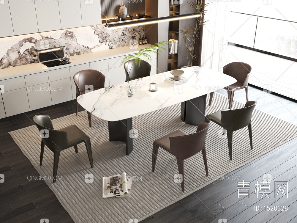 餐桌椅组合3D模型下载【ID:1520328】