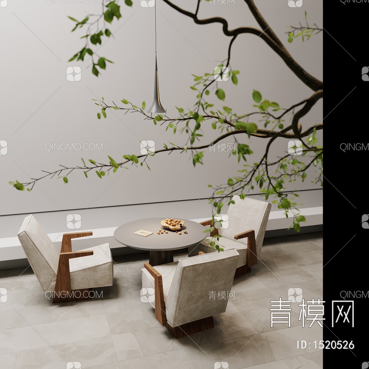休闲椅，休息区，布艺3D模型下载【ID:1520526】