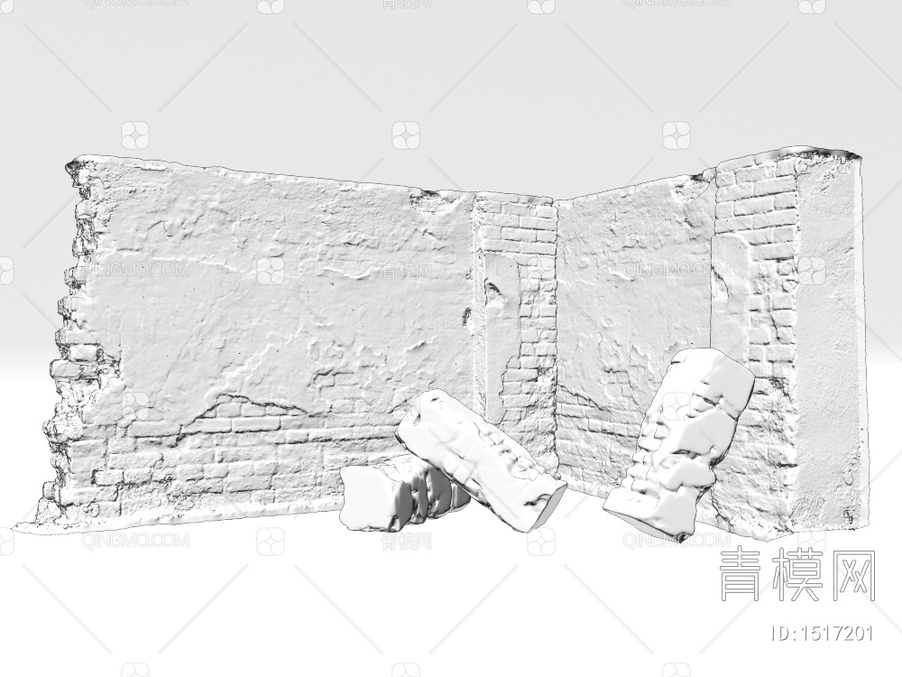 损坏红砖围墙3D模型下载【ID:1517201】