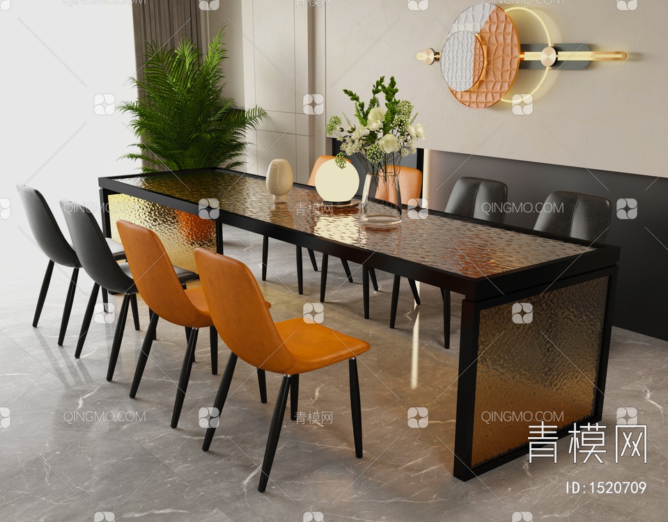 餐厅 餐桌椅组合3D模型下载【ID:1520709】