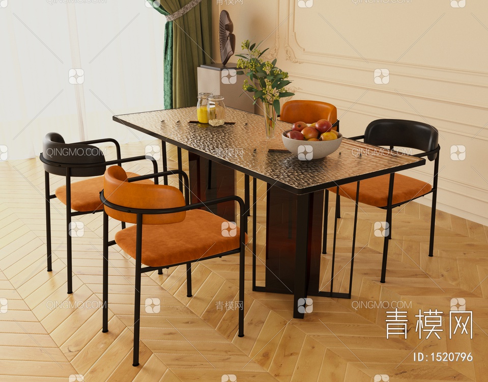 餐厅 餐桌椅组合3D模型下载【ID:1520796】