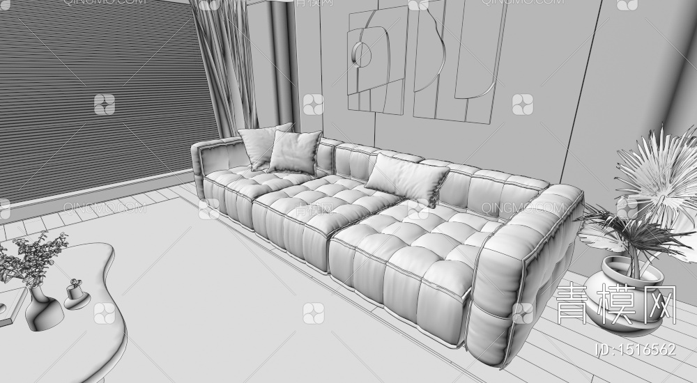 三人沙发3D模型下载【ID:1516562】